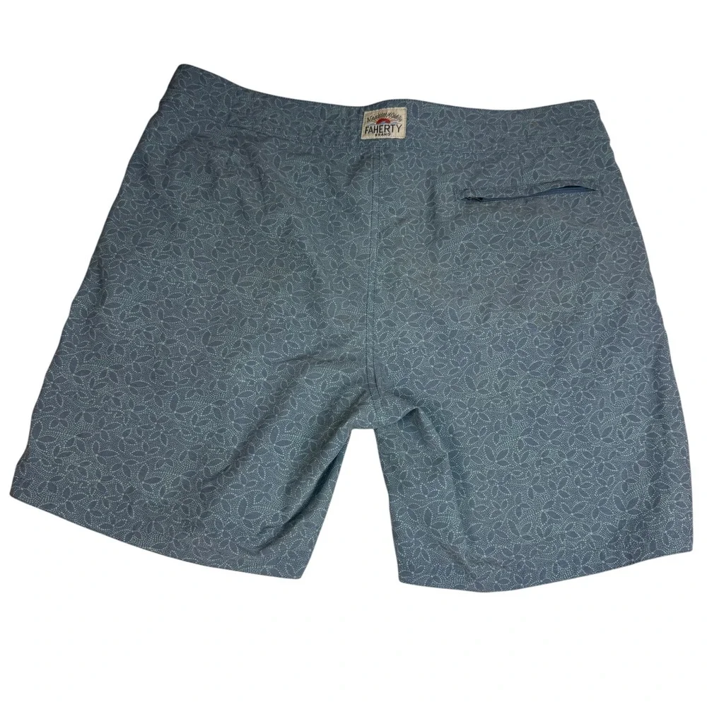 Faherty Brand Mens Blue Green Leaf Print Board Shorts 34 MSB1802-TLP